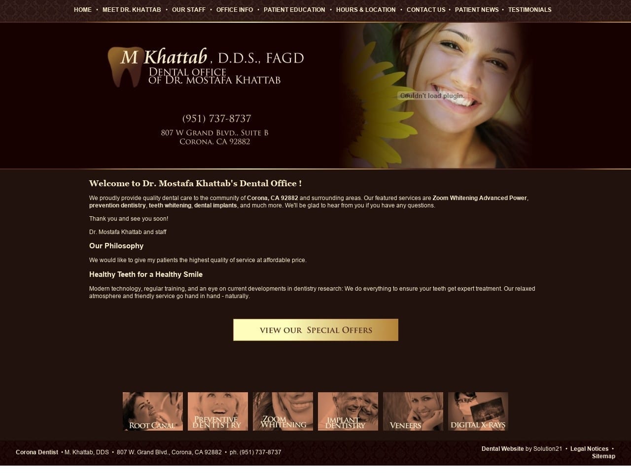 Khattab Mostafa A DDS Website Screenshot from coronadentalcare.com