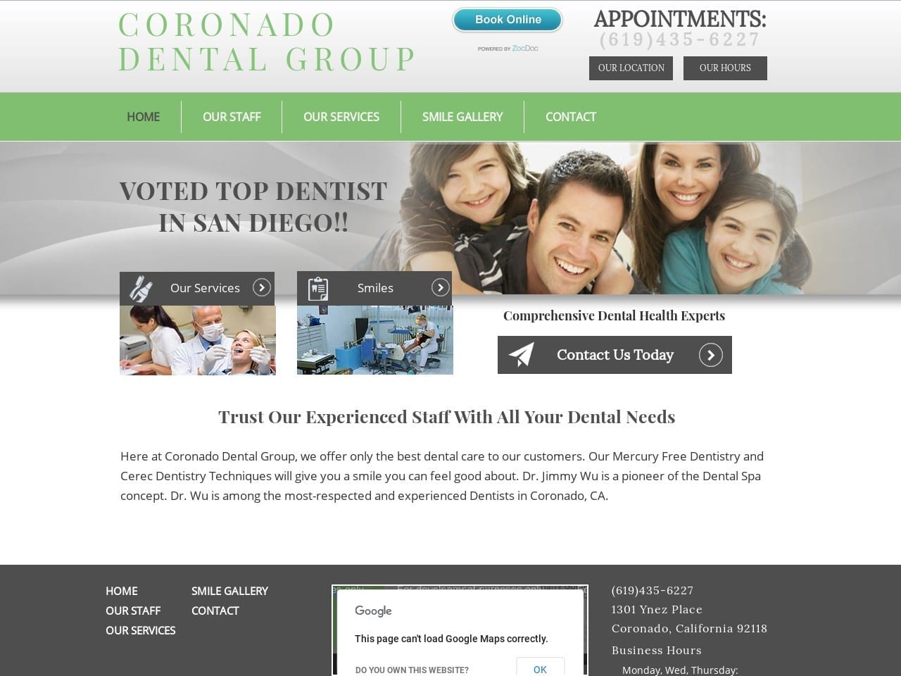 Coronado Dental Group Website Screenshot from coronadodentalgroup.com