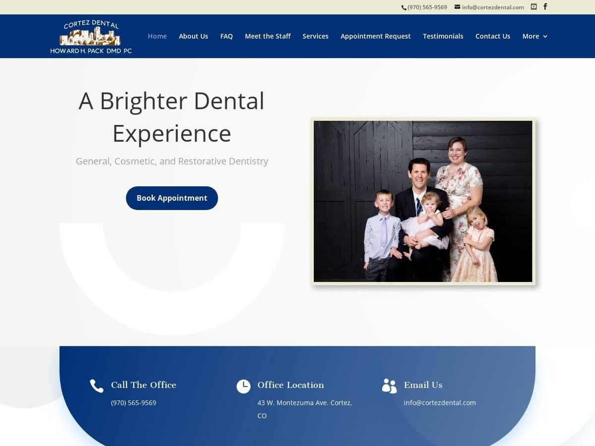 Pack Howard H DDS Website Screenshot from cortezdental.com