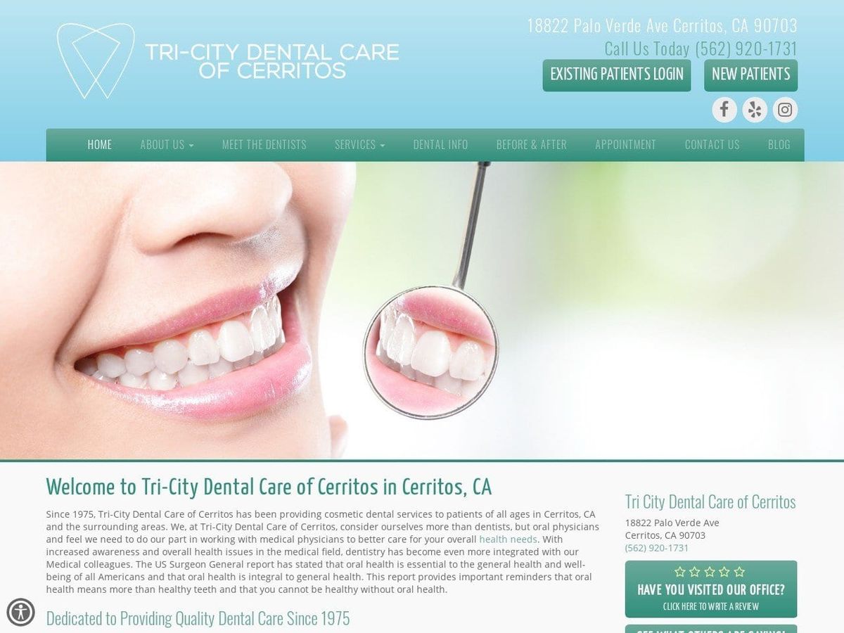 Tri City Dental Care of Cerritos Website Screenshot from cosmeticdentistcerritos.com