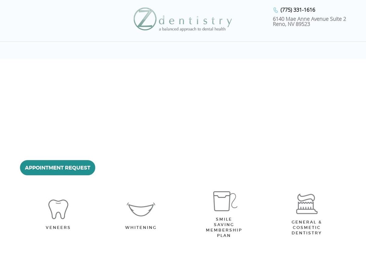 Z Dentist Website Screenshot from cosmeticdentistreno.com