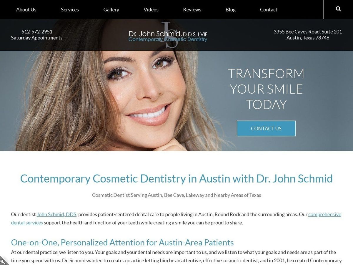 Contemporary Cosmetic Dentist Website Screenshot from cosmeticdentistryaustin.com