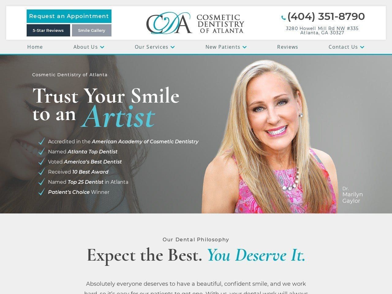 Cosmetic Dentist Website Screenshot from cosmeticdentistryofatlanta.com
