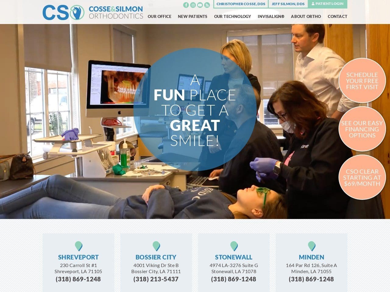 Cosse Dentist Website Screenshot from cosseortho.com