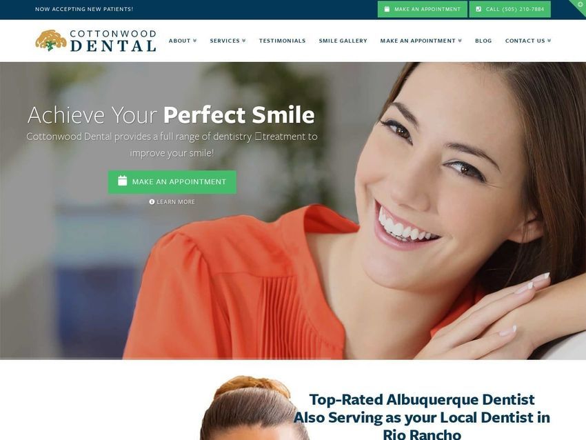 Cottonwood Dental Website Screenshot from cottonwooddental.net