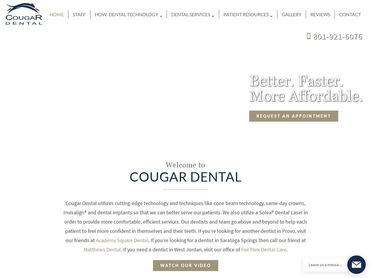 Cougar Dental Center Website Screenshot from cougardental.com