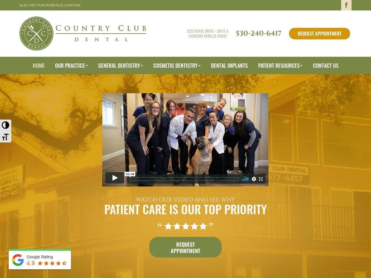 Country Club Dental Website Screenshot from countryclubdentalcp.com