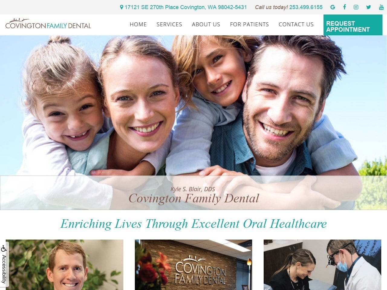 Covington Family Dental Clinic Website Screenshot from covingtonfamilydental.com