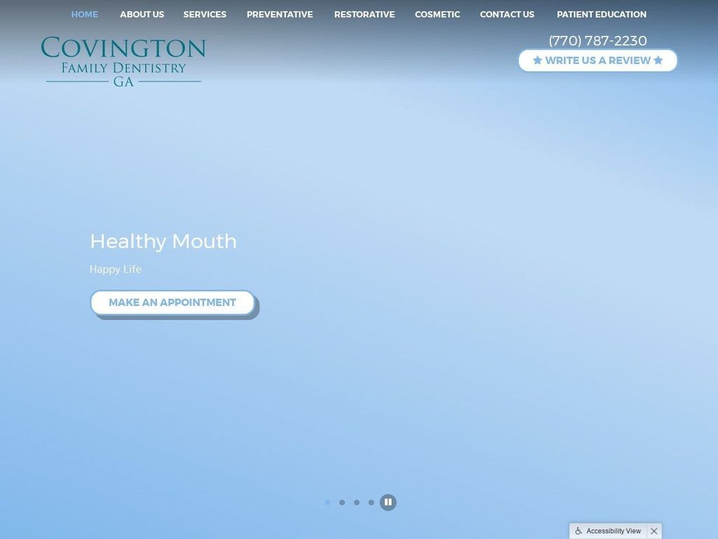 Covington Family Dentist Website Screenshot from covingtonfamilydentistryga.com