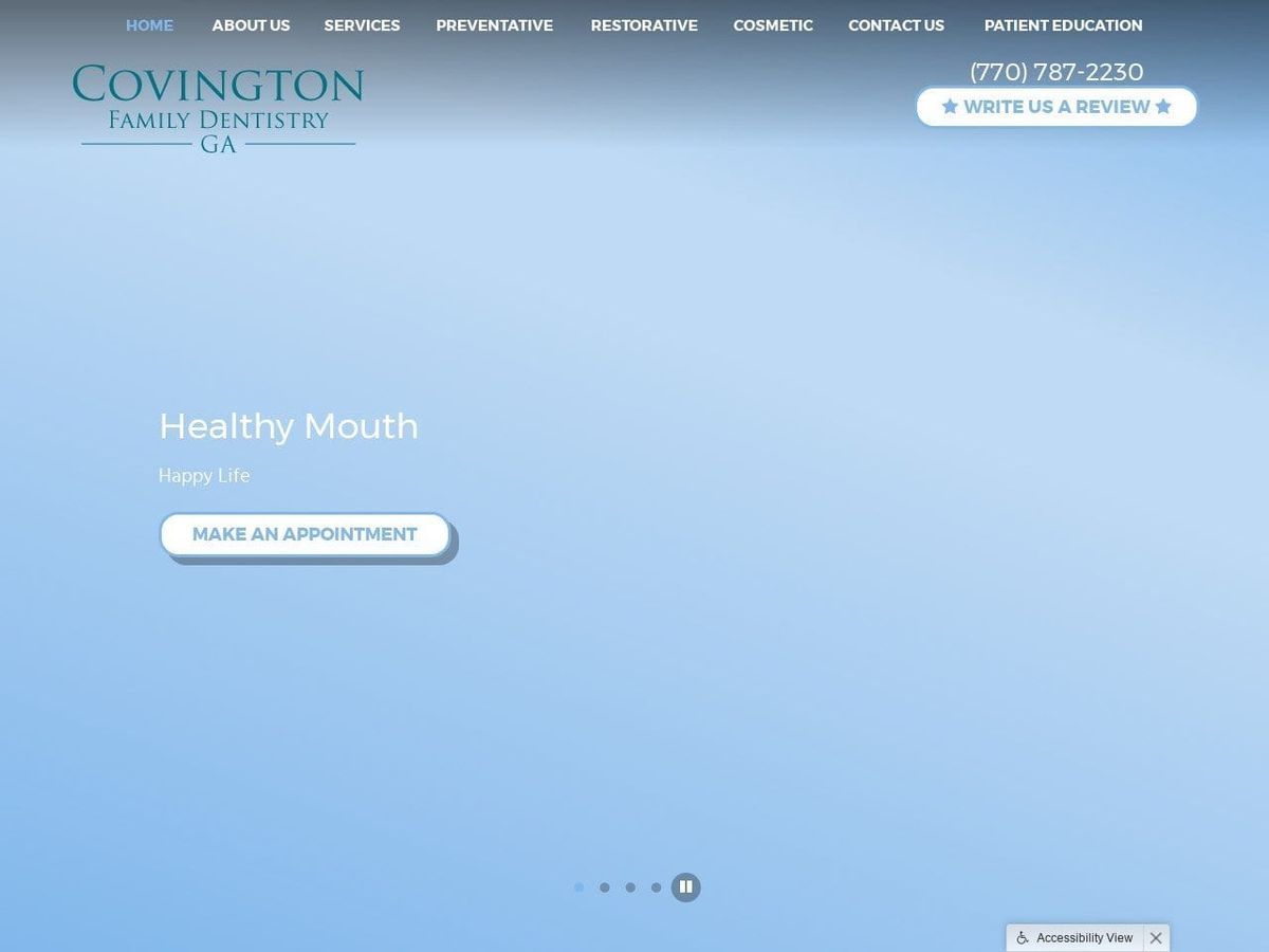 Covington Family Dentist Website Screenshot from covingtonfamilydentistryga.com