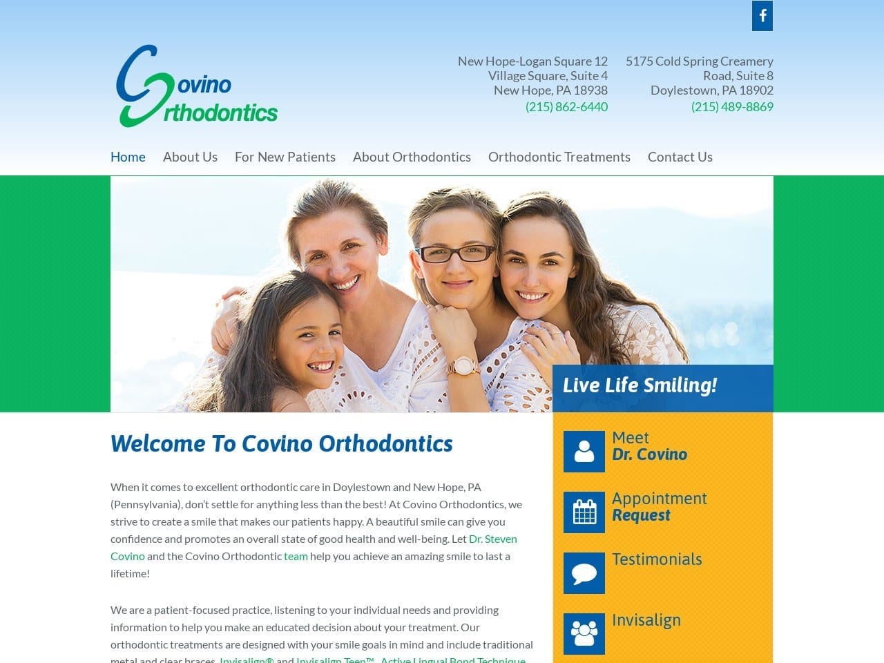 Covino Orthodontics Covino Steven W DDS Website Screenshot from covinoorthodontics.com