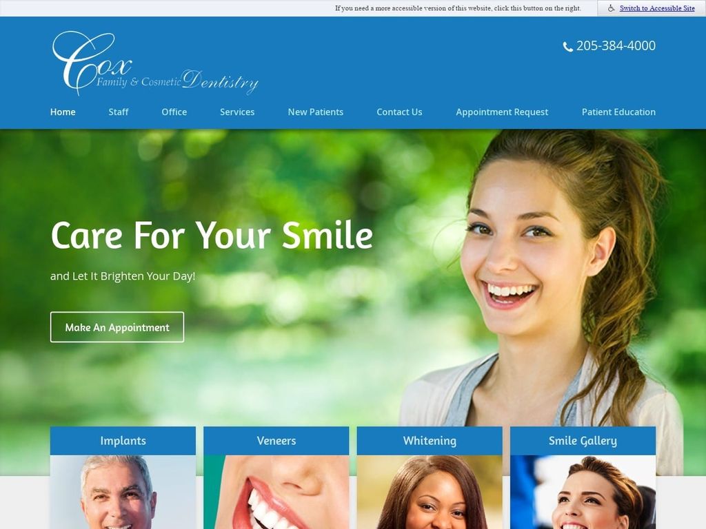 Cox Family Dentist Website Screenshot from coxdental.com