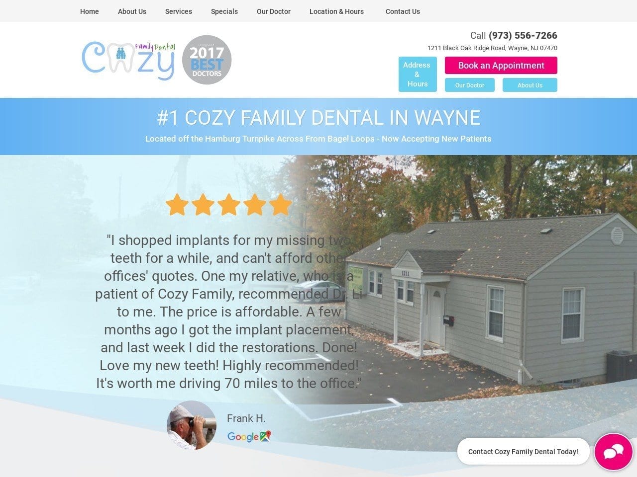 Cozy Family Dental Website Screenshot from cozyfamilydental.com