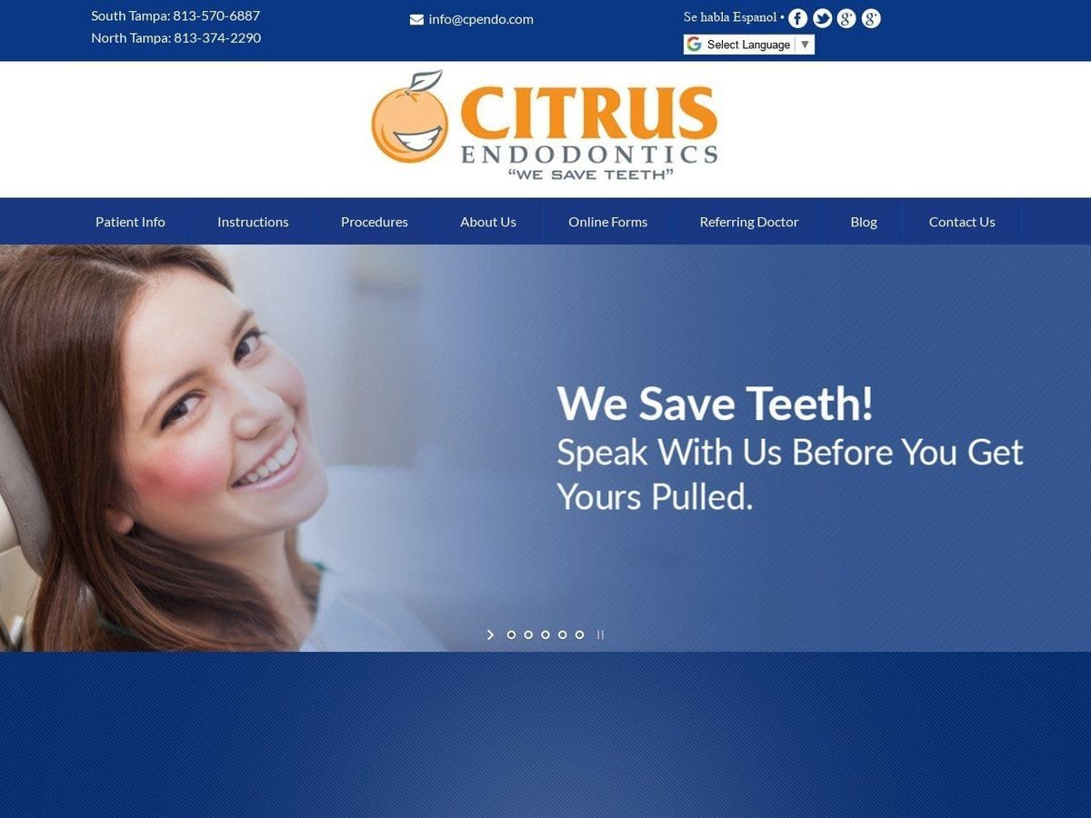 Citrus Park Endodontics Website Screenshot from cpendo.com