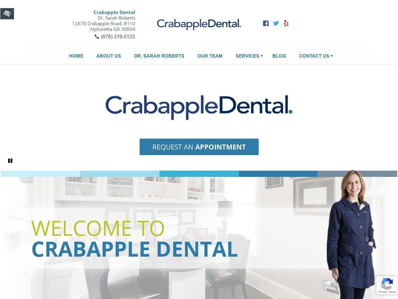 Crabapple Dental Website Screenshot from crabappledental.com