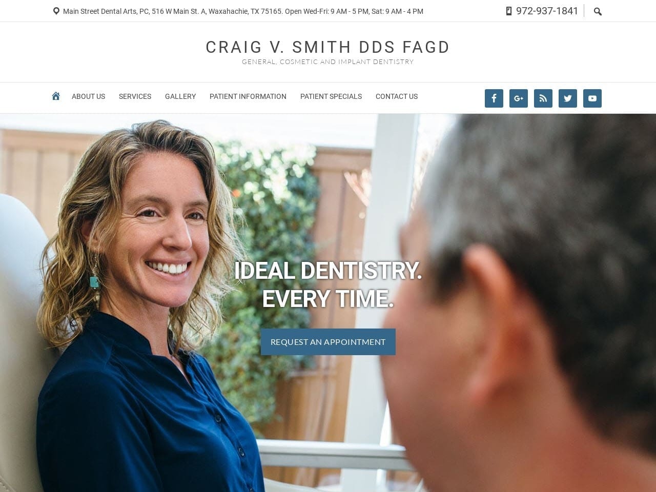 Main Street Dental Arts PC Website Screenshot from craigvsmithdds.com