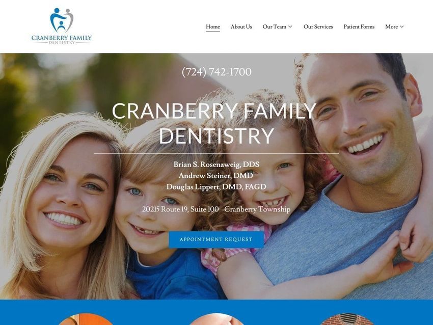 Cranberry Family Dentistry Website Screenshot from cranberryfamilydentistry.com