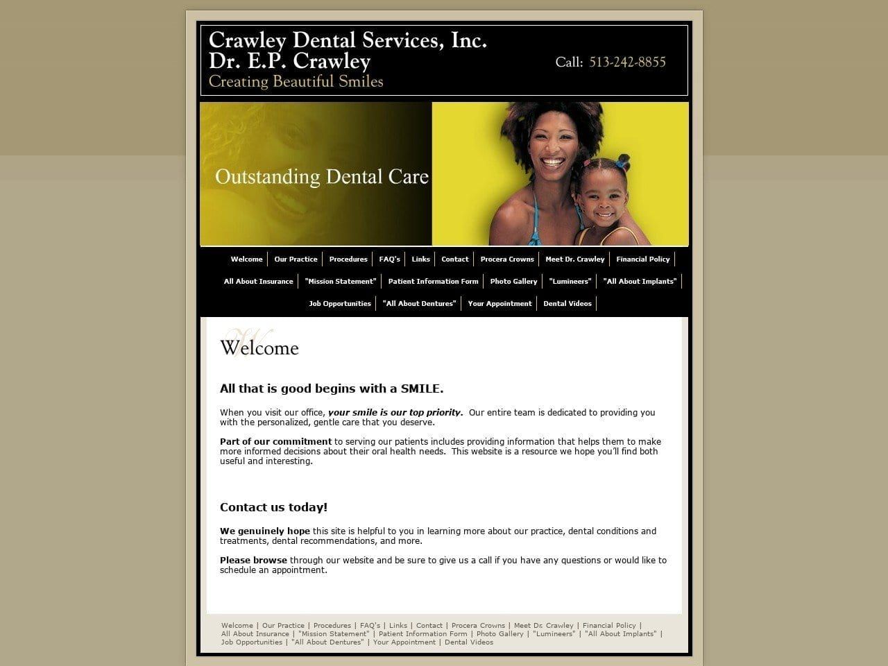 Crawley Dental Services Inc Website Screenshot from crawleydental.com