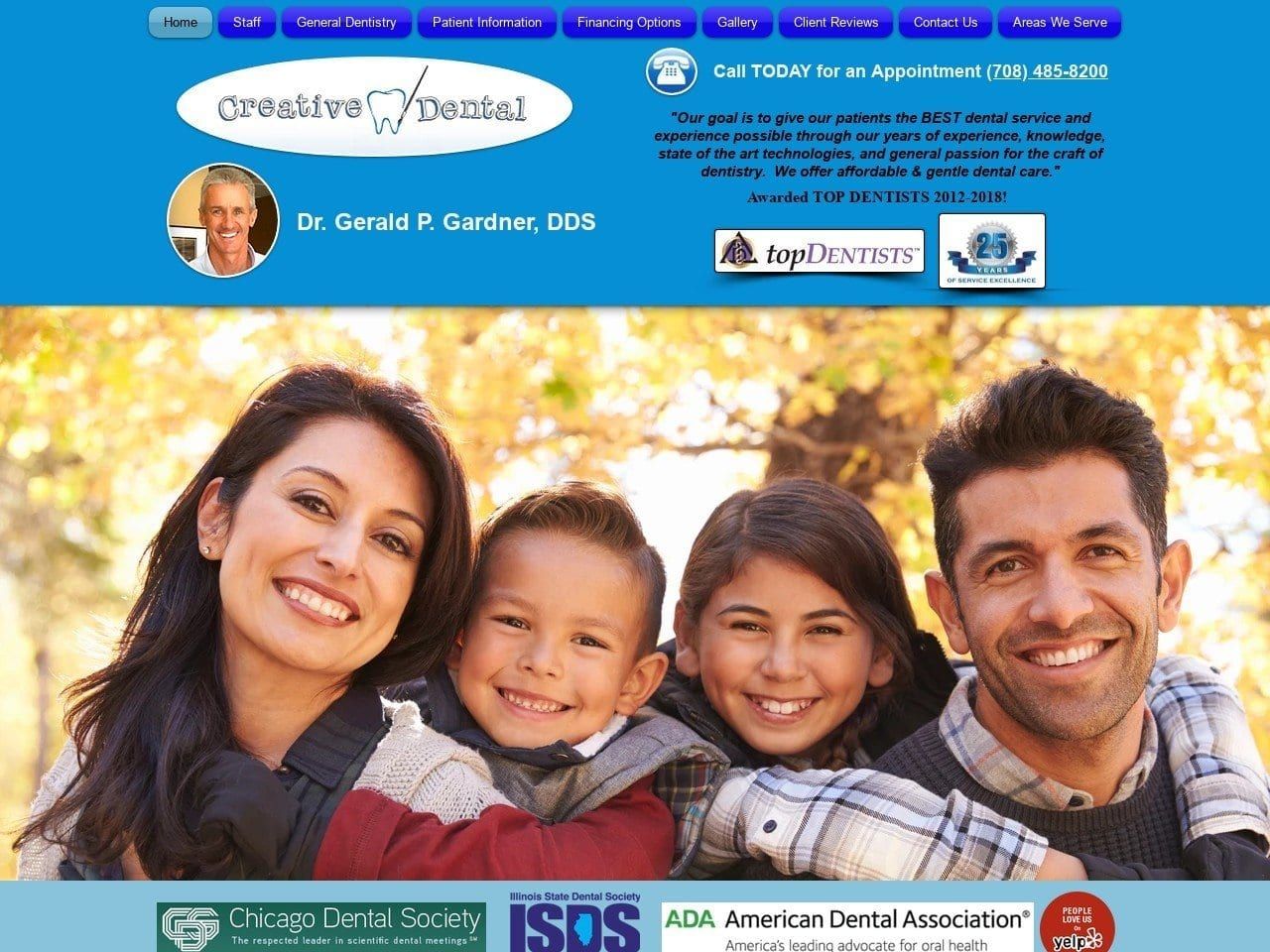Creative Dental Dr. Gerald P. Gardner DDS Website Screenshot from creativedental.net