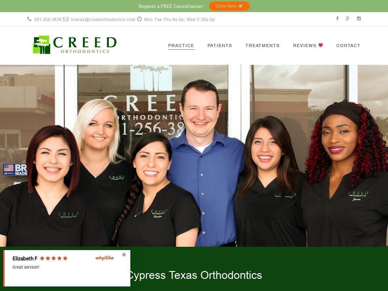 Creed Orthodontics Website Screenshot from creedorthodontics.com