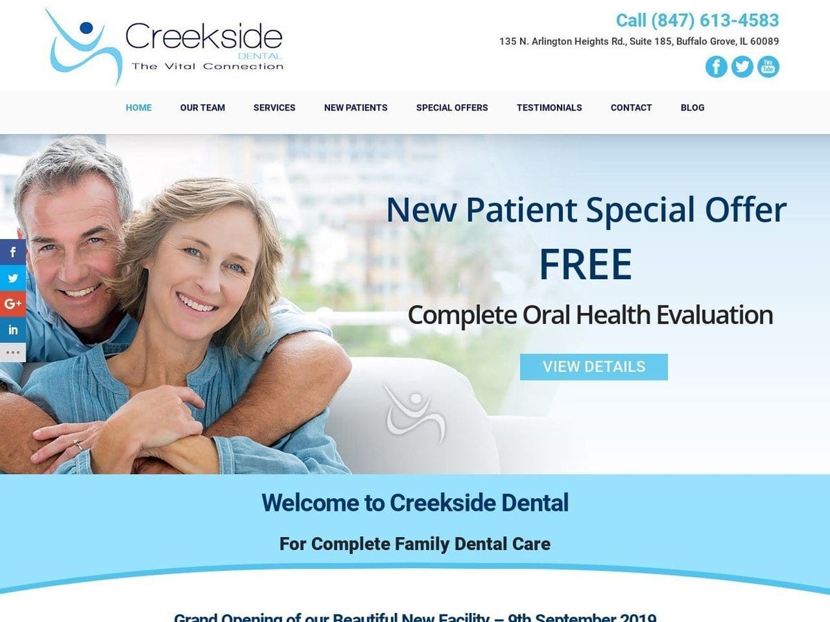 Creekside Dental Website Screenshot from creeksidedental.com