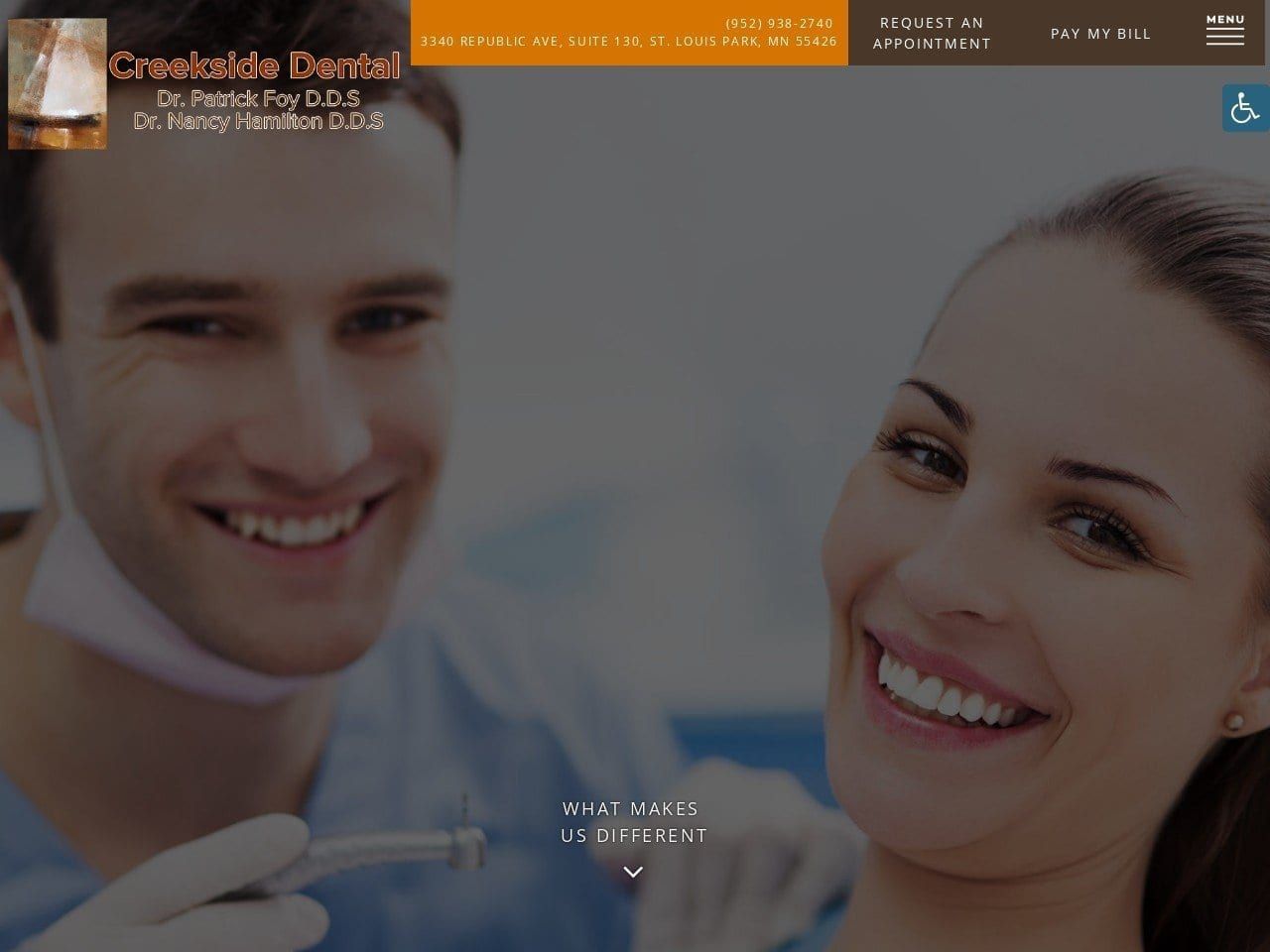 Creekside Dental Dr. Foy and Dr. Schuier Website Screenshot from creeksidedentalmn.com