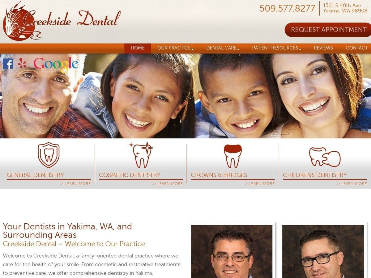 Creekside Dental Website Screenshot from creeksidedentalyakima.com