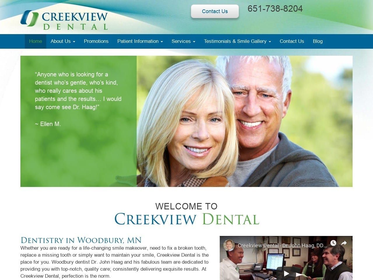 Creekview Dental Website Screenshot from creekviewdental.com