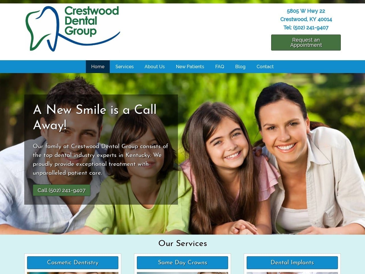 Crestwood Dental Website Screenshot from crestwooddentalky.com