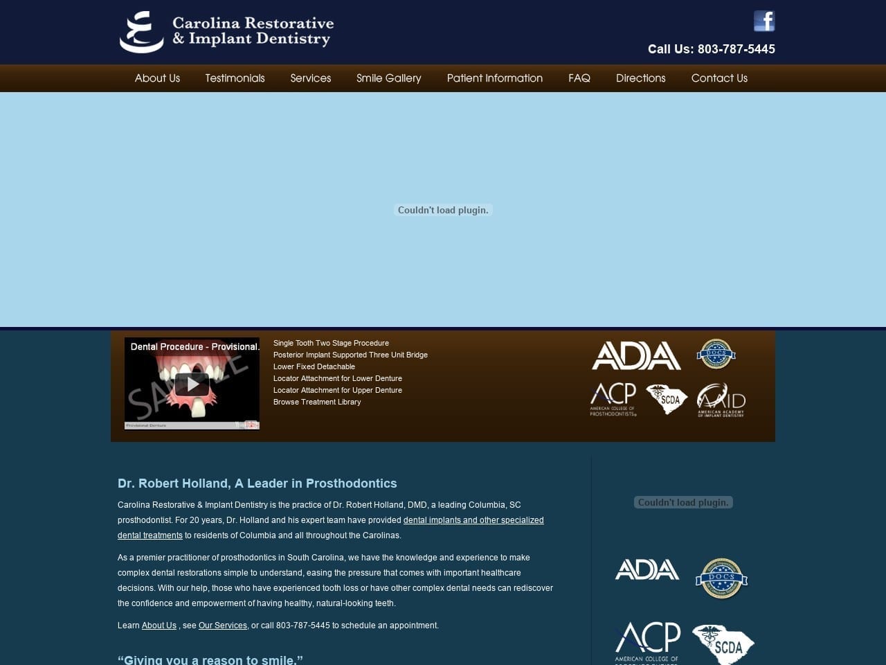 Carolina Restorative Dentist Website Screenshot from cridentistry.com