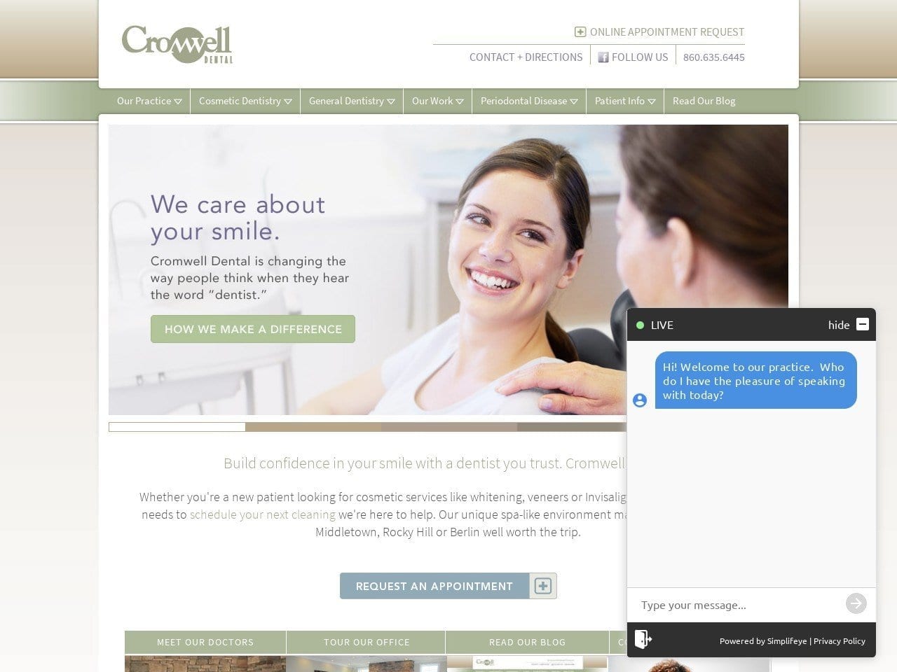 Cromwell Dental Website Screenshot from cromwelldental.com