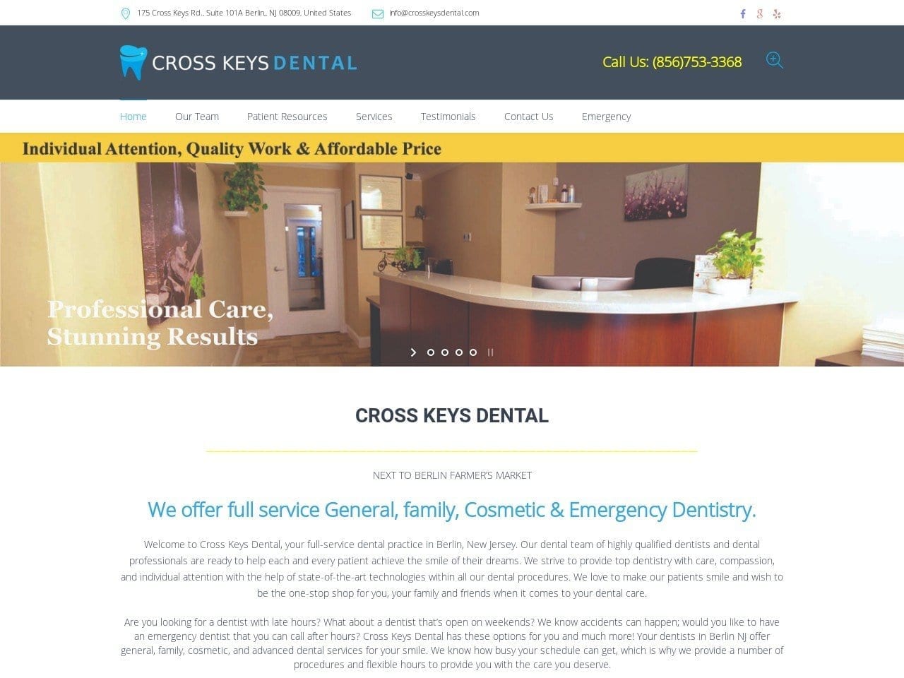 Cross Keys Dental Website Screenshot from crosskeysdental.com