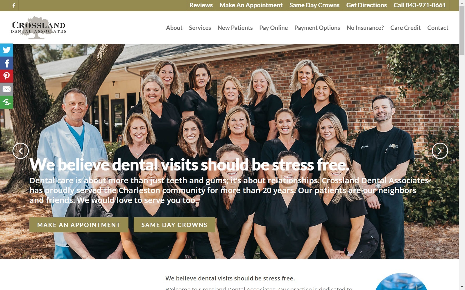 crosslanddentalassociates.com screenshot