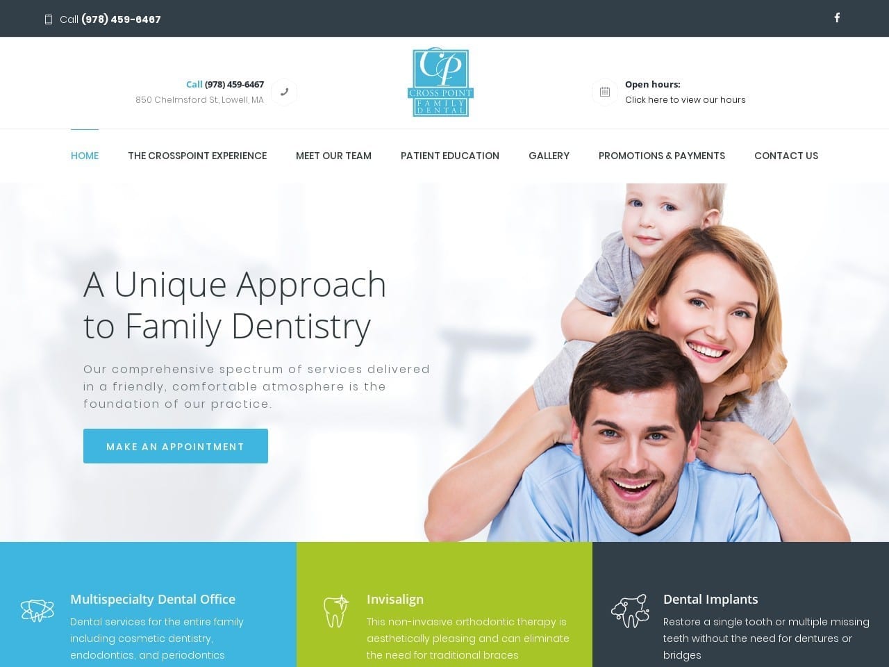 Crosspoint Family Dental Website Screenshot from crosspointdentaloffice.com