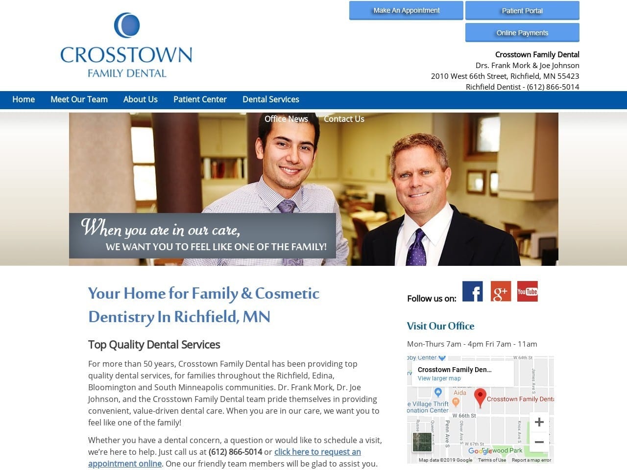 Crosstown Family Dental Website Screenshot from crosstownfamilydental.com