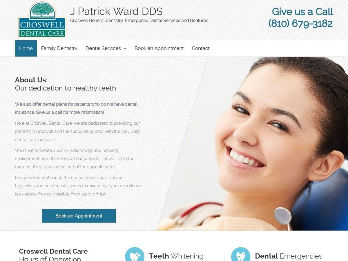 Croswell Dental Office Website Screenshot from croswelldental.com