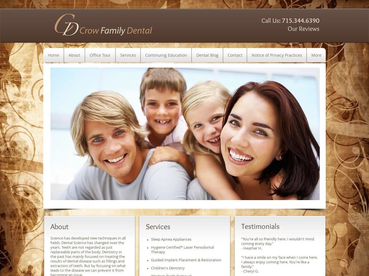 Crow Family Dental Website Screenshot from crowfamilydental.com