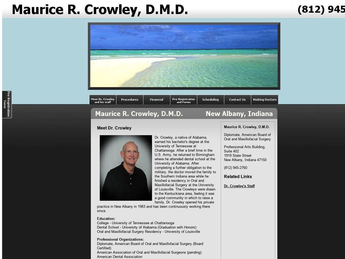 Crowley Maurice R DDS Website Screenshot from crowleyoralsurgery.com