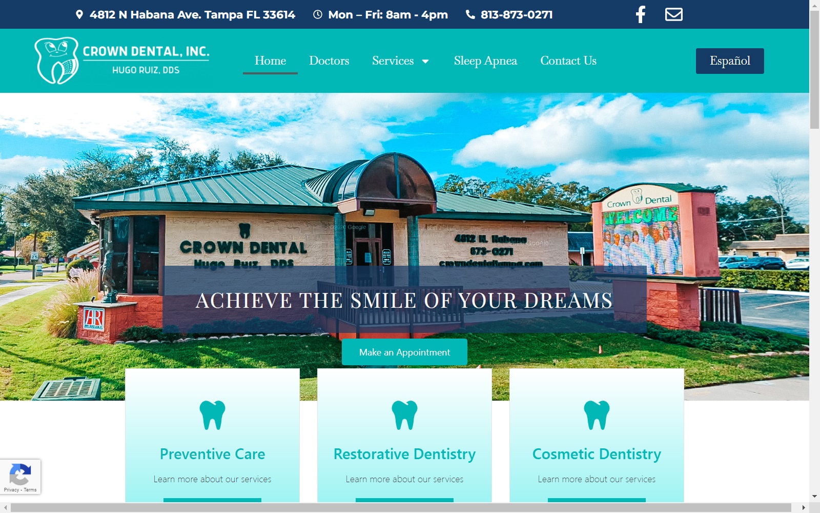 crowndentaltampa.com screenshot