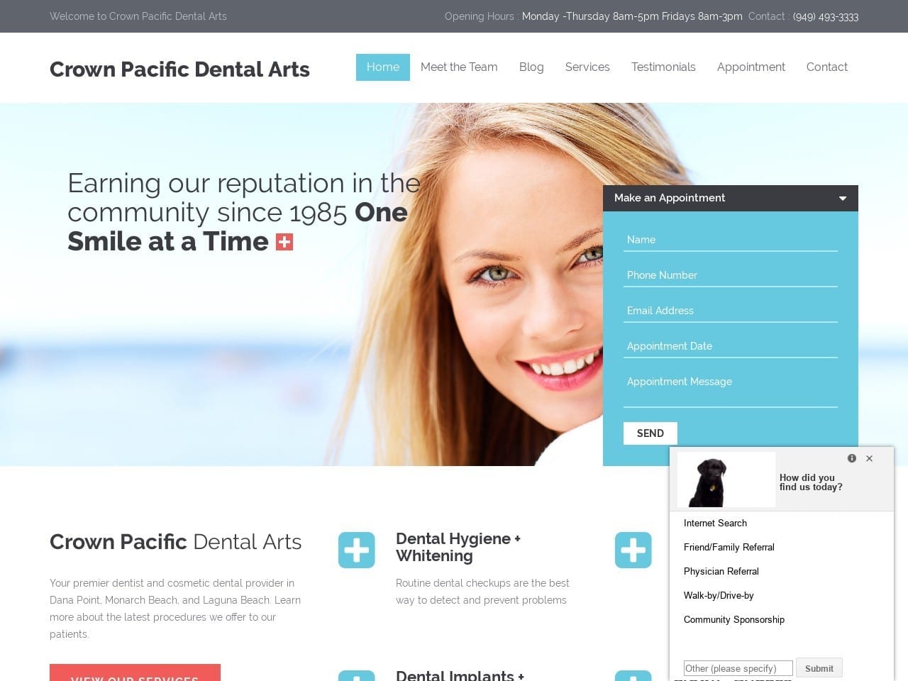 Crownpacific Dental Website Screenshot from crownpacificdental.com