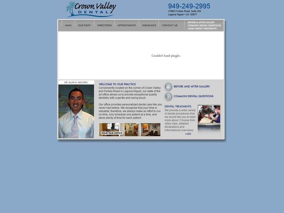 Dr. Alan H. Nguyen DDS Website Screenshot from crownvalleydental.com