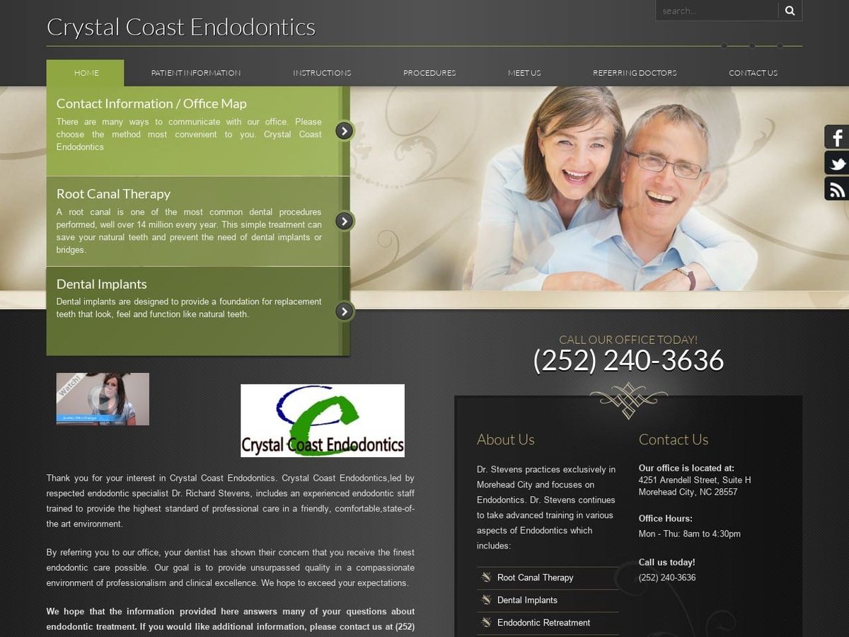 Crystal Coast Endodontics Website Screenshot from crystalcoastendo.com