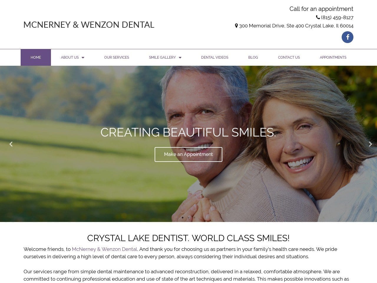 Mc Nerney Dentist Website Screenshot from crystallakesedationdentist.com