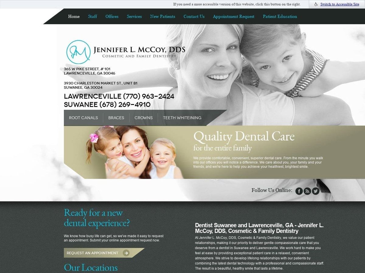 Dr. Jennifer L. Mccoy DDS Website Screenshot from csgrahamdentistry.com