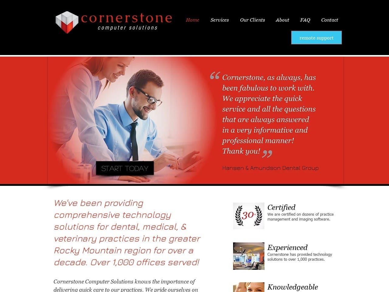 Cstone Dental Website Screenshot from cstonedental.net