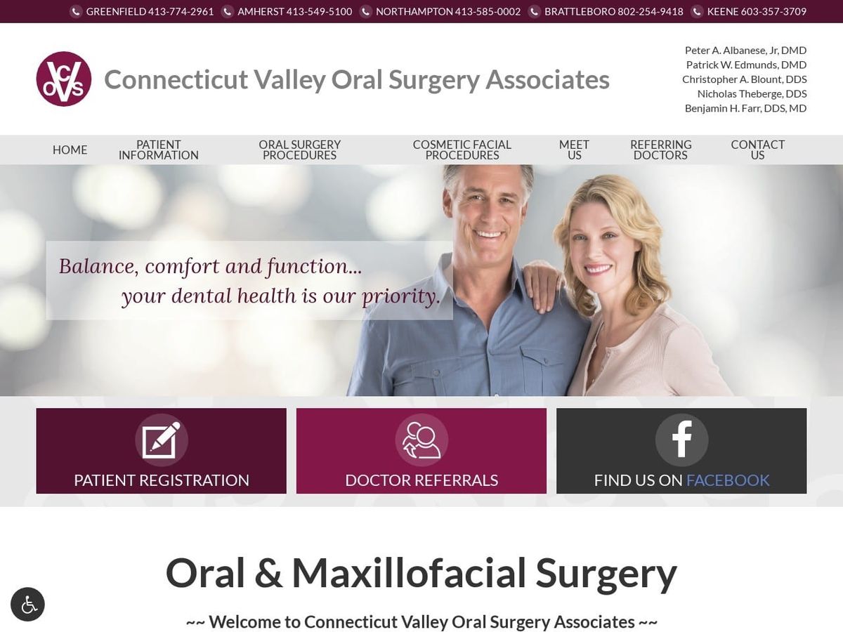 Connecticut Valley Oral Surgery Website Screenshot from ctvalleyoralsurg.com