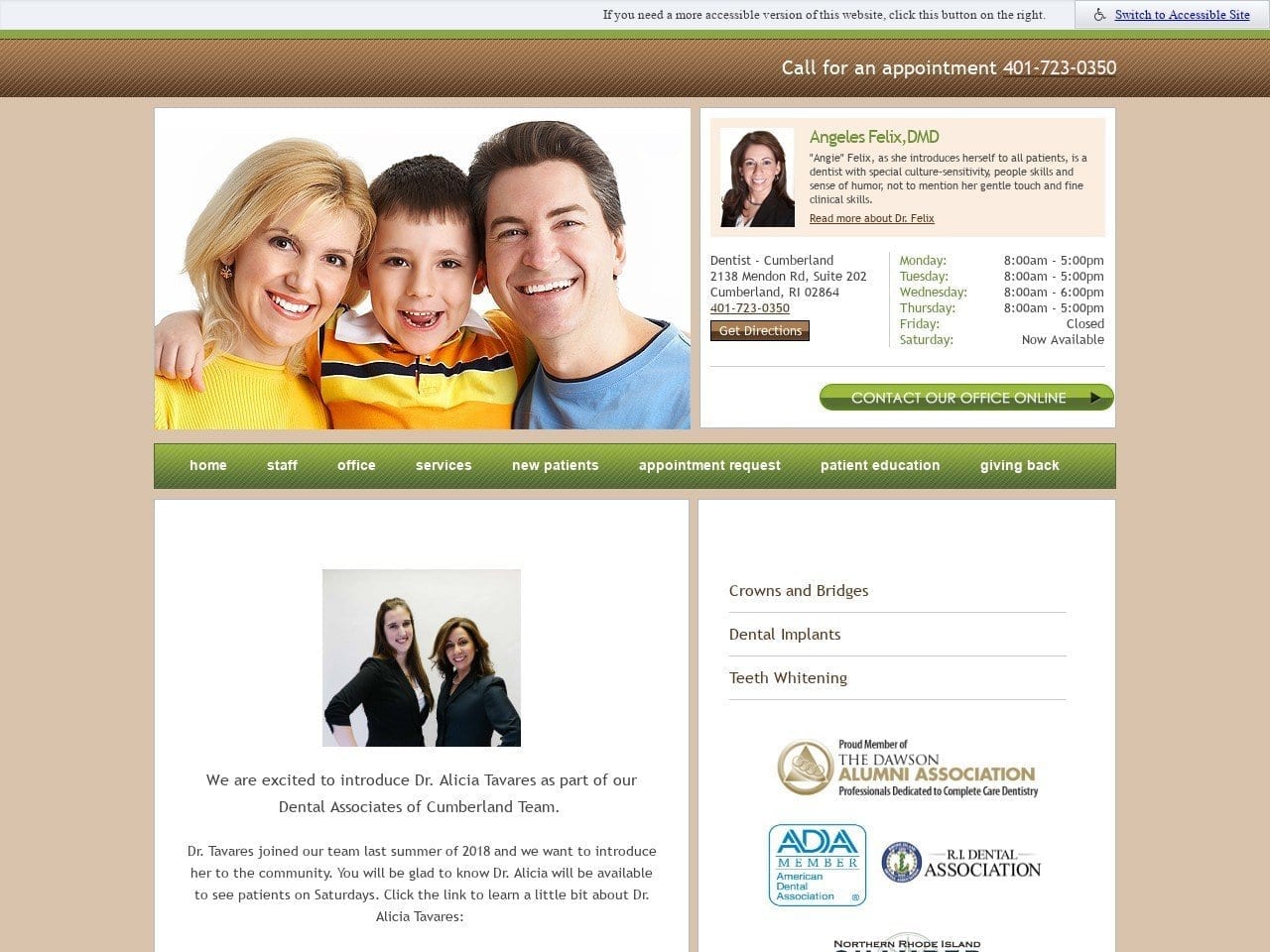 Dental Associates Of Cumberland Felix Angeles V Dd Website Screenshot from cumberlandsmile.com