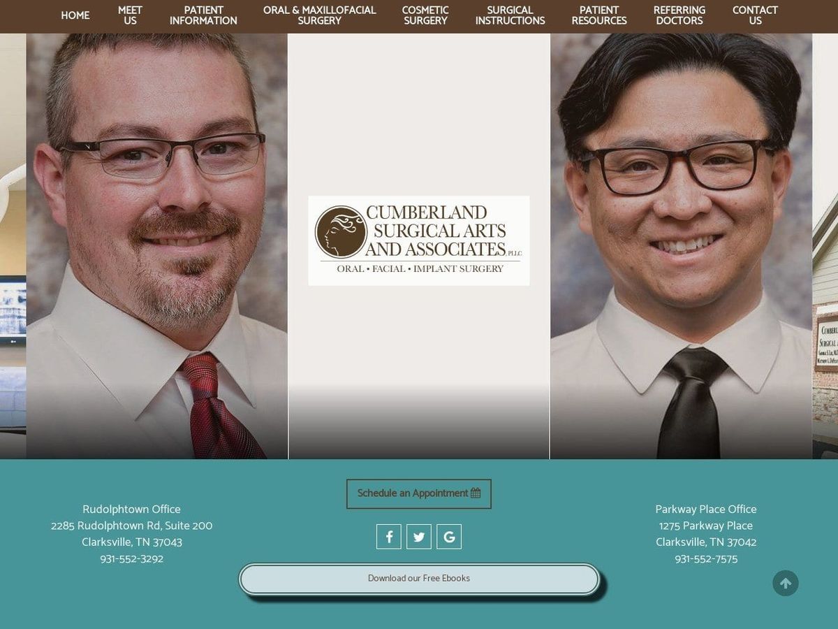 Cumberland Surgical Arts Pllc Website Screenshot from cumberlandsurgicalarts.com