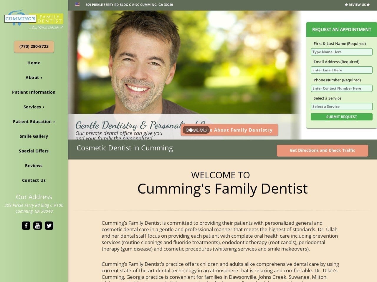 Anjum Ullah DDS Website Screenshot from cummingsfamilydentist.com