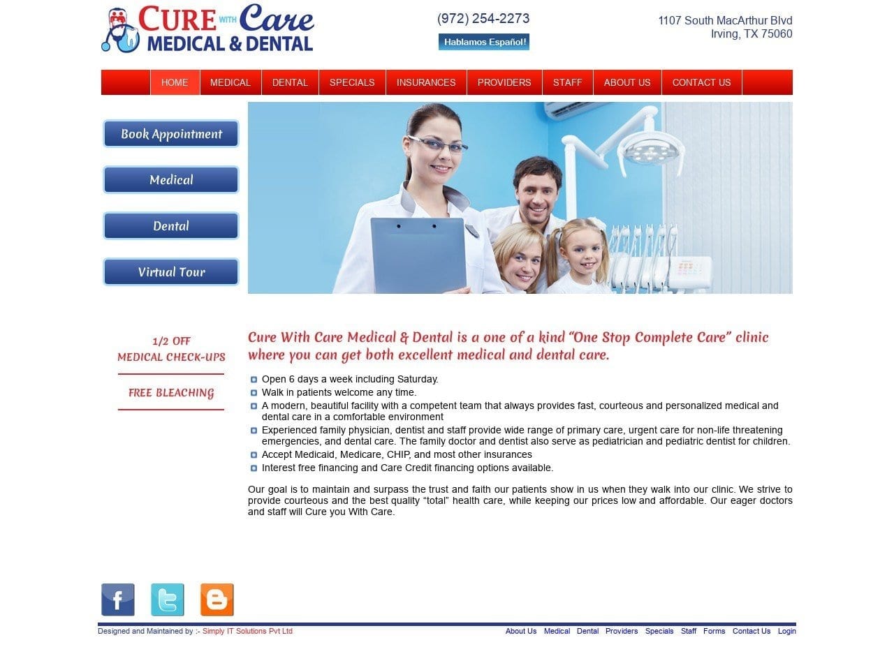 Cure With Care Medical & Dental Website Screenshot from curewithcareclinic.com